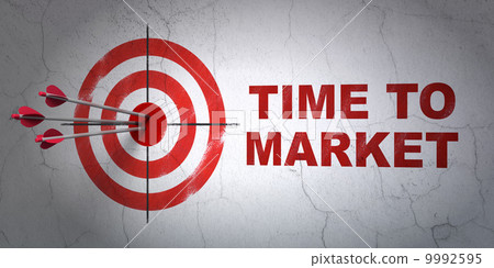 Time concept: target and Time to Market on wall background Time concept: target and Time to Market on wall background 9992595