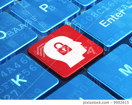 Business concept: Head With Padlock on computer keyboard background 9992615