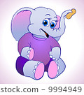 cute and cuddly cartoon elephant holding up a peanut 9994949