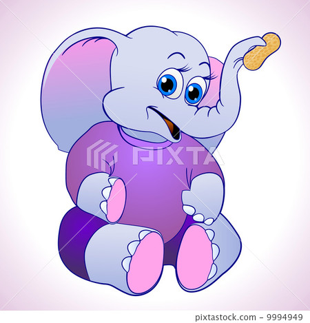 cute and cuddly cartoon elephant holding up a peanut 9994949