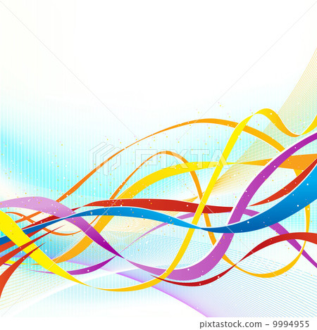 Abstract colorful ribbons flowing on soft blue background. Abstract colorful ribbons flowing on soft blue background. 9994955