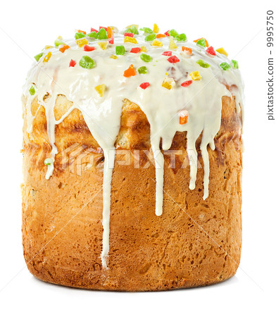 Easter cake with glace icing on white background Easter cake with glace icing on white background 9995750