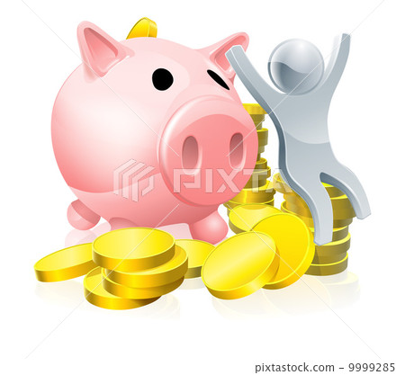 Happy piggy bank man 9999285