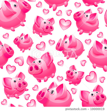 Piggy Bank on white background, seamless, wrapping paper 10000019