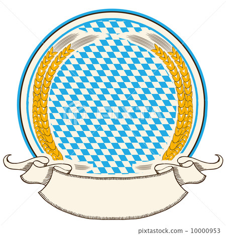 oktoberfest label . Bavaria flag background with scroll for text 10000953