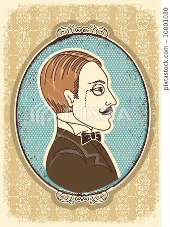 Vintage gentleman face portraits.Vector illustration 10001080