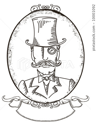 Retro man portrait in a top black hat.Vector graphic illustratio Retro man portrait in a top black hat.Vector graphic illustratio 10001092