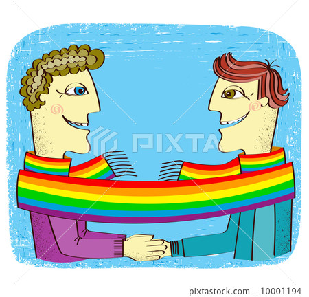 happy gays couple with hands together.Vector cartoons image 10001194