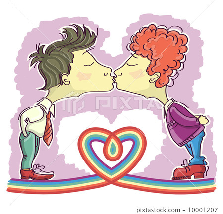 gay couples kissing.Vector cartoons image isolated with decor he gay couples kissing.Vector cartoons image isolated with decor he 10001207
