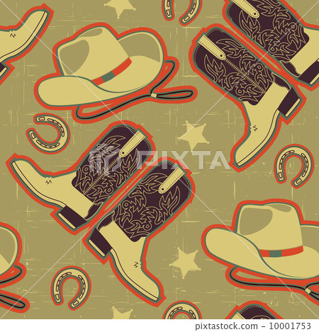 cowboy seamless pattern for background.Vintage illustration cowboy seamless pattern for background.Vintage illustration 10001753