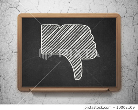 Social media concept: Thumb Down on chalkboard background 10002109