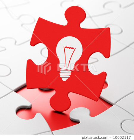 Finance concept: Light Bulb on puzzle background Finance concept: Light Bulb on puzzle background 10002117