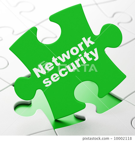 Safety concept: Network Security on puzzle background 10002118