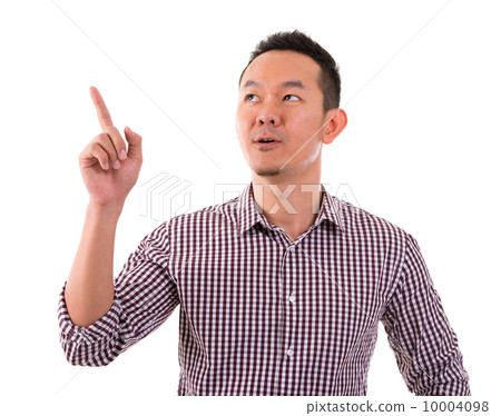 Asian male finger pointing up 10004098