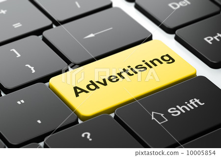 Advertising on computer keyboard background 10005854