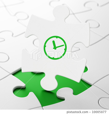 Time concept: Clock on puzzle background Time concept: Clock on puzzle background 10005877