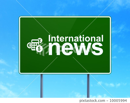 International News and Calculator on road sign background 10005994