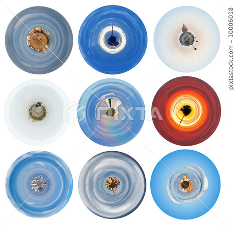 spherical stylized small urban planets 10006018