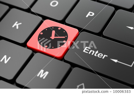 Timeline concept: Clock on computer keyboard background Timeline concept: Clock on computer keyboard background 10006383