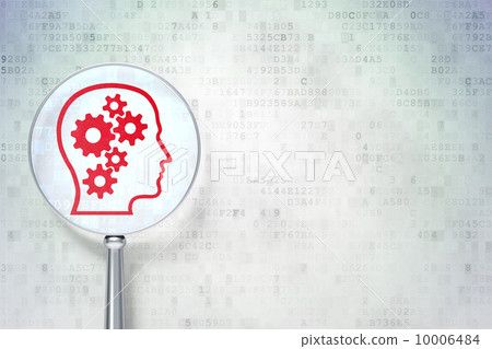Head With Gears optical glass on digital... - Stock Illustration ...