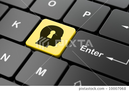Finance concept: Head With Keyhole on computer keyboard background 10007068