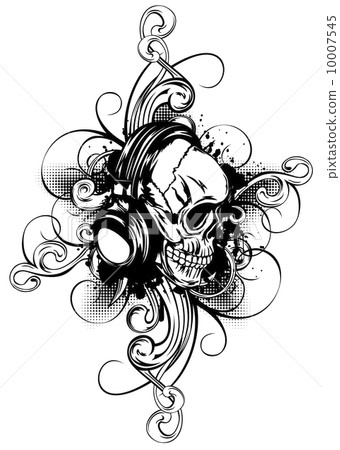 skull in headphones and patterns skull in headphones and patterns 10007545