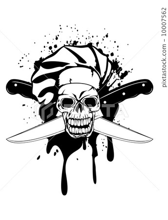 skull in toque and crossed knifes 10007562
