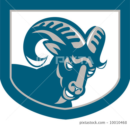 Mountain Goat Ram Head Shield Retro 10010468