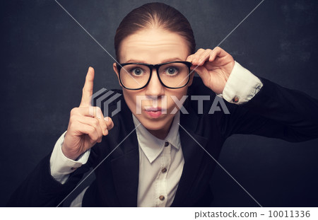 Funny strict teacher with glasses shakes his finger Funny strict teacher with glasses shakes his finger 10011336