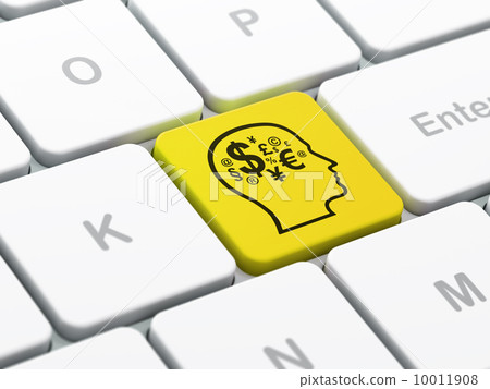 Finance concept: Head With Symbol on computer keyboard background Finance concept: Head With Symbol on computer keyboard background 10011908