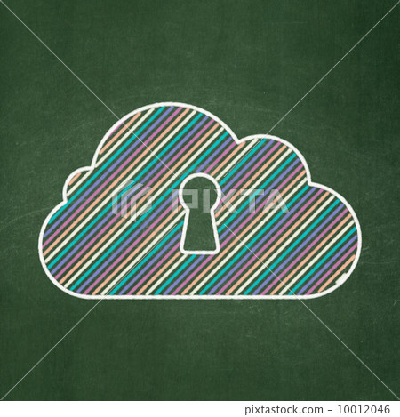 networking concept: Cloud With Keyhole on chalkboard background 10012046