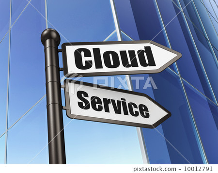Networking concept: sign Cloud Service on Building background 10012791