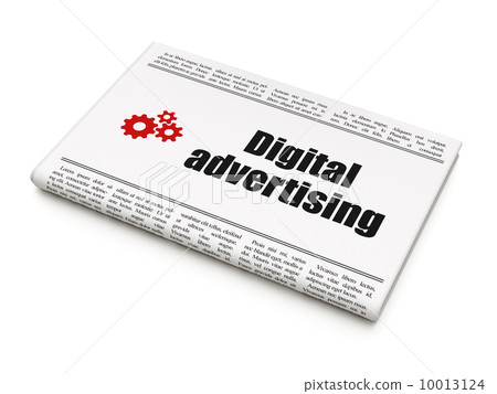 Newspaper with Digital Advertising and Gears Newspaper with Digital Advertising and Gears 10013124