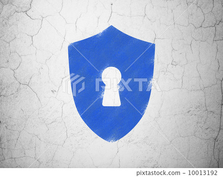 Privacy concept: Shield With Keyhole on wall background Privacy concept: Shield With Keyhole on wall background 10013192