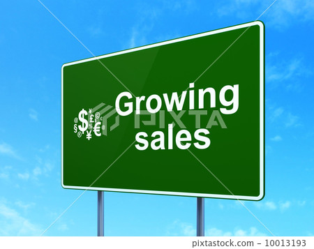 Growing Sales and Finance Symbol on road sign background Growing Sales and Finance Symbol on road sign background 10013193