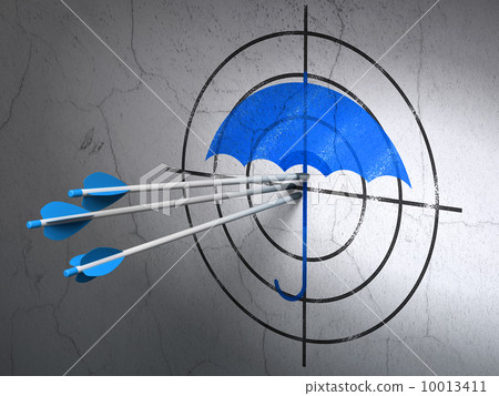 Privacy concept: arrows in Umbrella target on wall background Privacy concept: arrows in Umbrella target on wall background 10013411