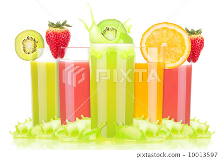 tasty summer fruit drinks in glass with splash 10013597