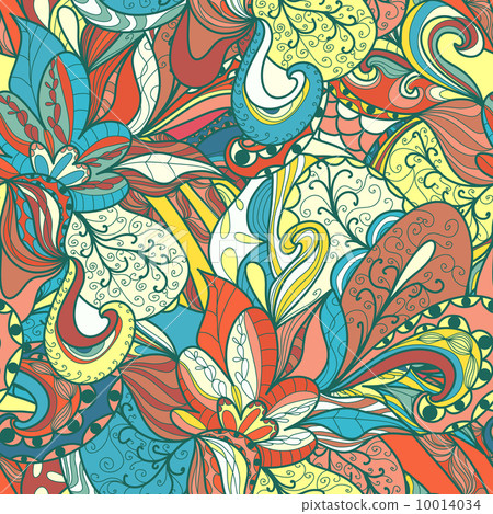 Seamless wave hand-drawn pattern, waves background 10014034