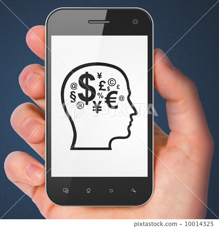 Education concept: Head With Finance Symbol on smartphone Education concept: Head With Finance Symbol on smartphone 10014325