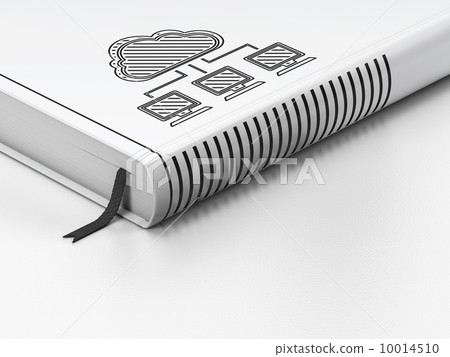 Cloud networking concept: closed book, Network on white background Cloud networking concept: closed book, Network on white background 10014510