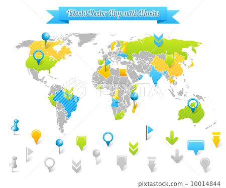 World Vector Map with Marks World Vector Map with Marks 10014844