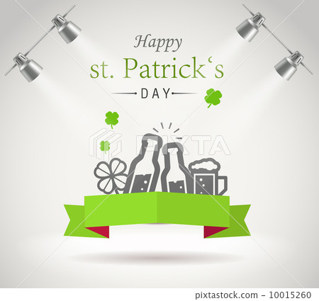Saint Patricks day greeting card. Photorealistic bright stage wi Saint Patricks day greeting card. Photorealistic bright stage wi 10015260