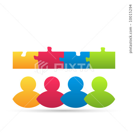 Icon team of business people with jigsaw puzzle pieces as a solu Icon team of business people with jigsaw puzzle pieces as a solu 10015294