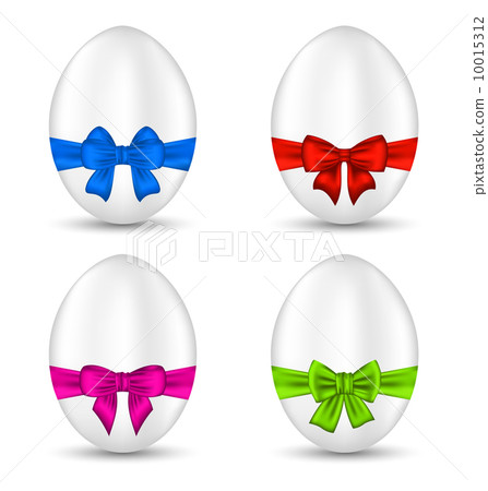Easter set celebration eggs with colorful bows Easter set celebration eggs with colorful bows 10015312