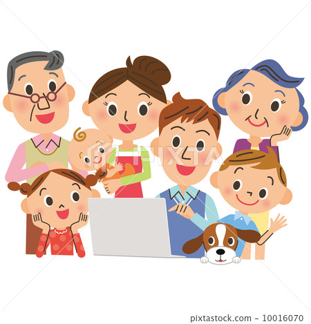 Three generations family watching a computer 10016070