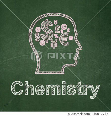 Education concept: Head With Finance Symbol and Chemistry on chalkboard background 10017713
