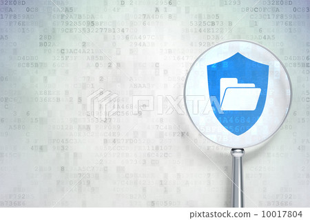 Business concept:  Folder With Shield with optical glass on digital background 10017804