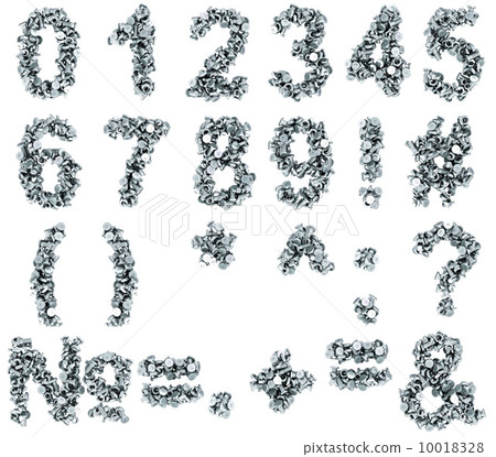 Digits from nuts and bolts. isolated on white. 10018328