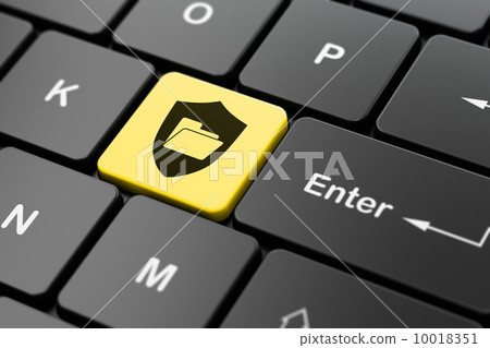 Business concept: Folder With Shield on computer keyboard background 10018351
