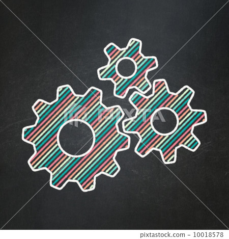 Information concept: Gears on chalkboard background 10018578